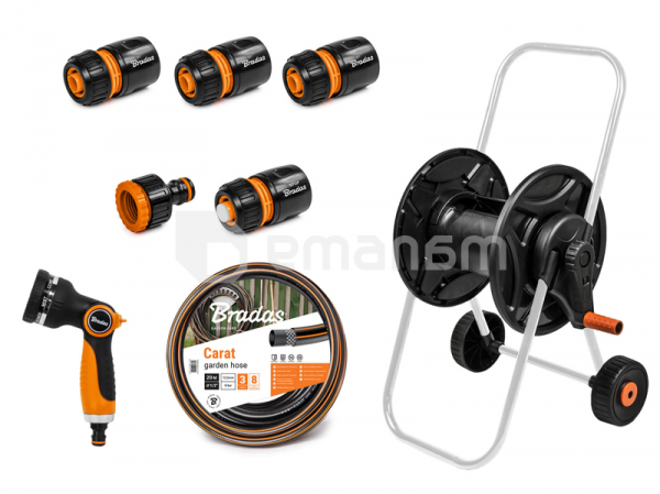ურიკა შლანგით Bradas ECO-AG26020SET1 Black Line  1/2" 20 მ პისტოლეტით, გასაფრქვევით და ფიტინგებით