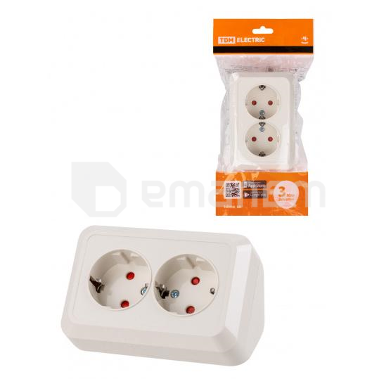 როზეტი TDM 2 16A 113x65 დამიწებით