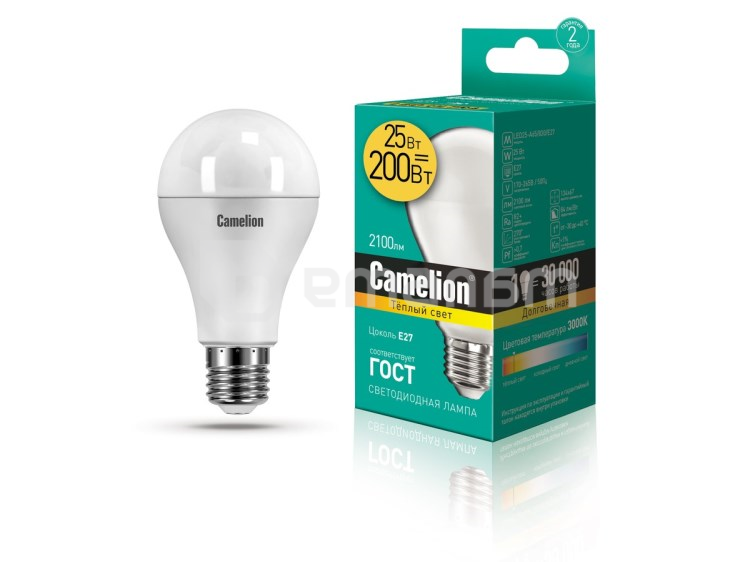 შუქდიოდური ნათურა Camelion 25W А65 Е27 3000K
