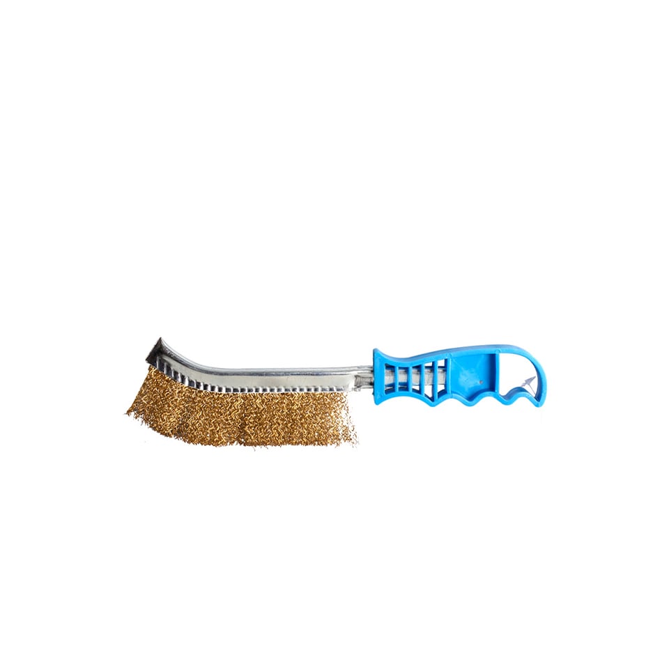 რკინის სახეხი მავთული პლასტმასის ტარით/plastic handle brush 250MM,100g