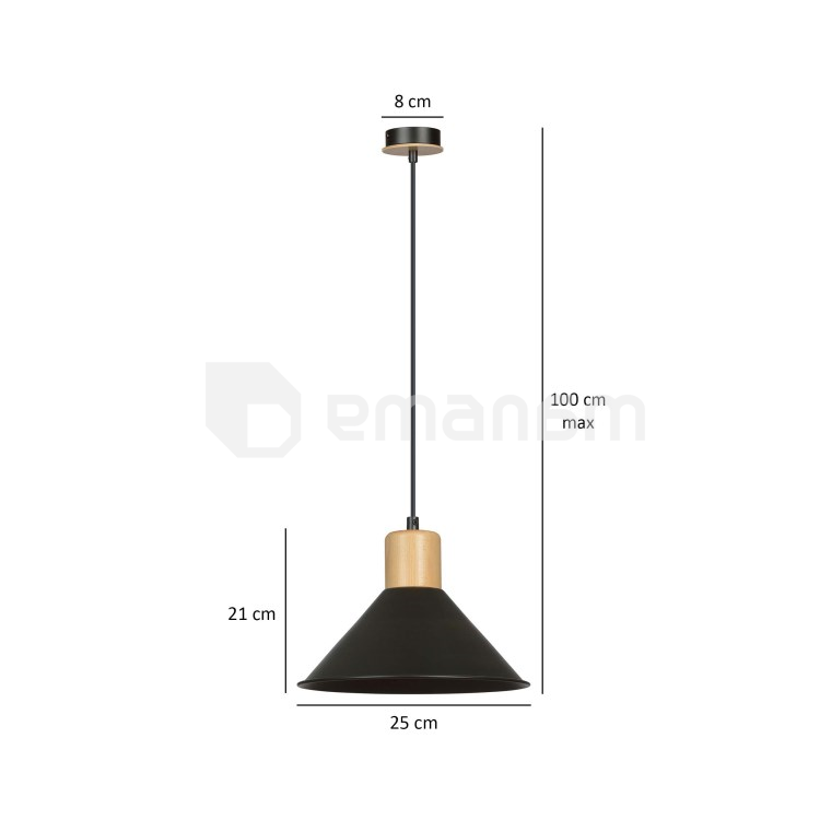 საკიდი EMIBIG Rowen 1 E27 1x MAX 60W შავი