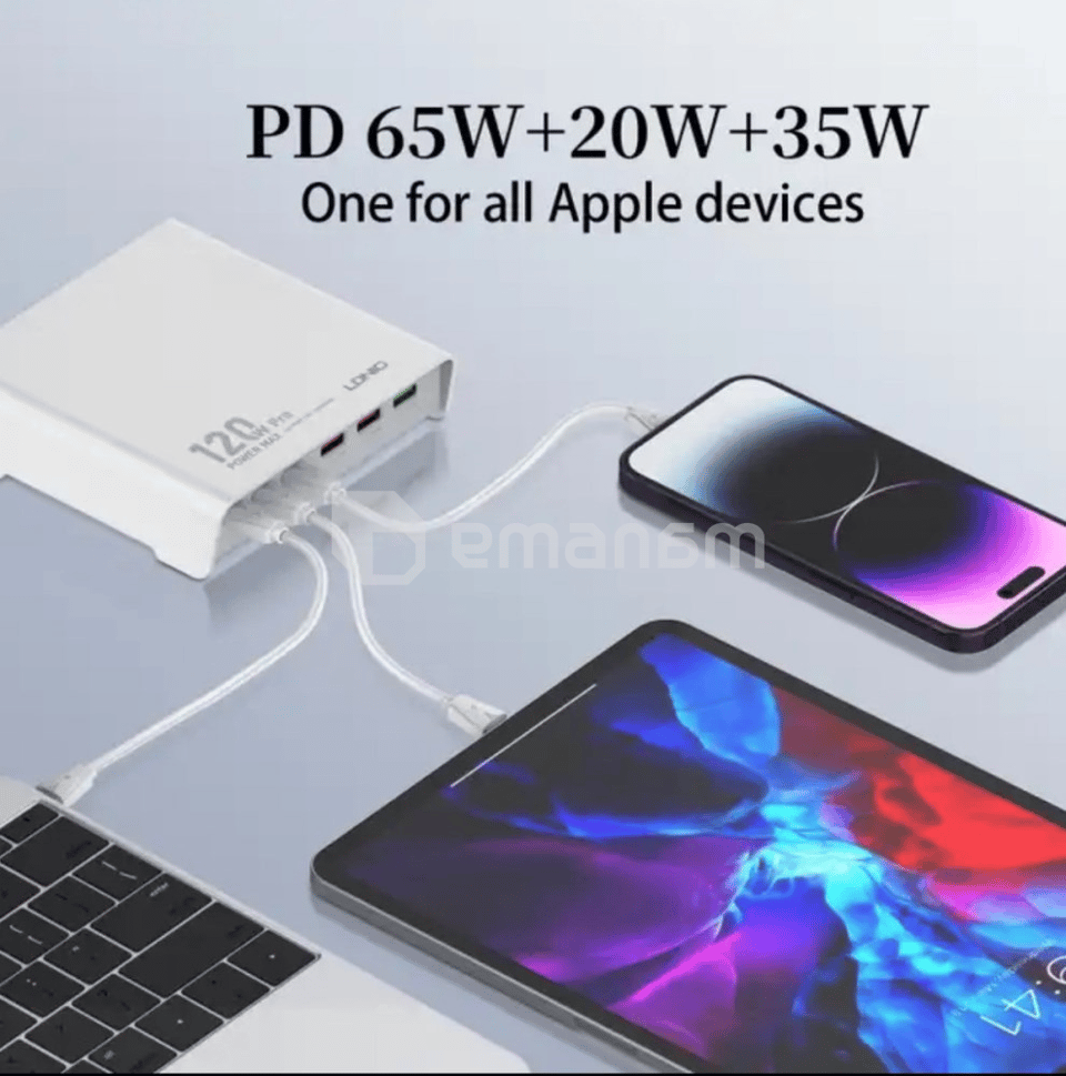 დამტენი LDNIO Q605 120W 3 USB-C 3 USB-A