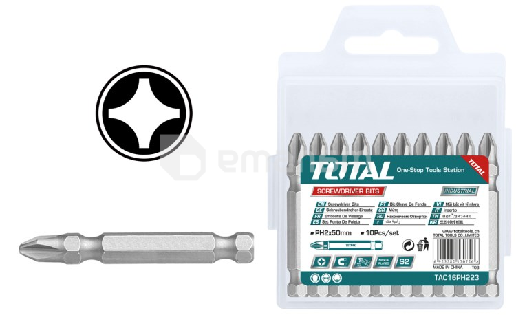 სახრახნისის ბიტები Total TAC16PH223 PH2х50 მმ. 10 ც.