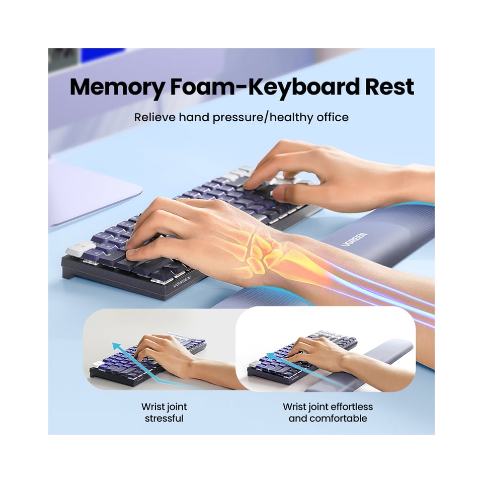 კლავიატურის მაჯის საყრდენი UGREEN LP669 (25248), Ergonomic Keyboard Wrist Rest, Black