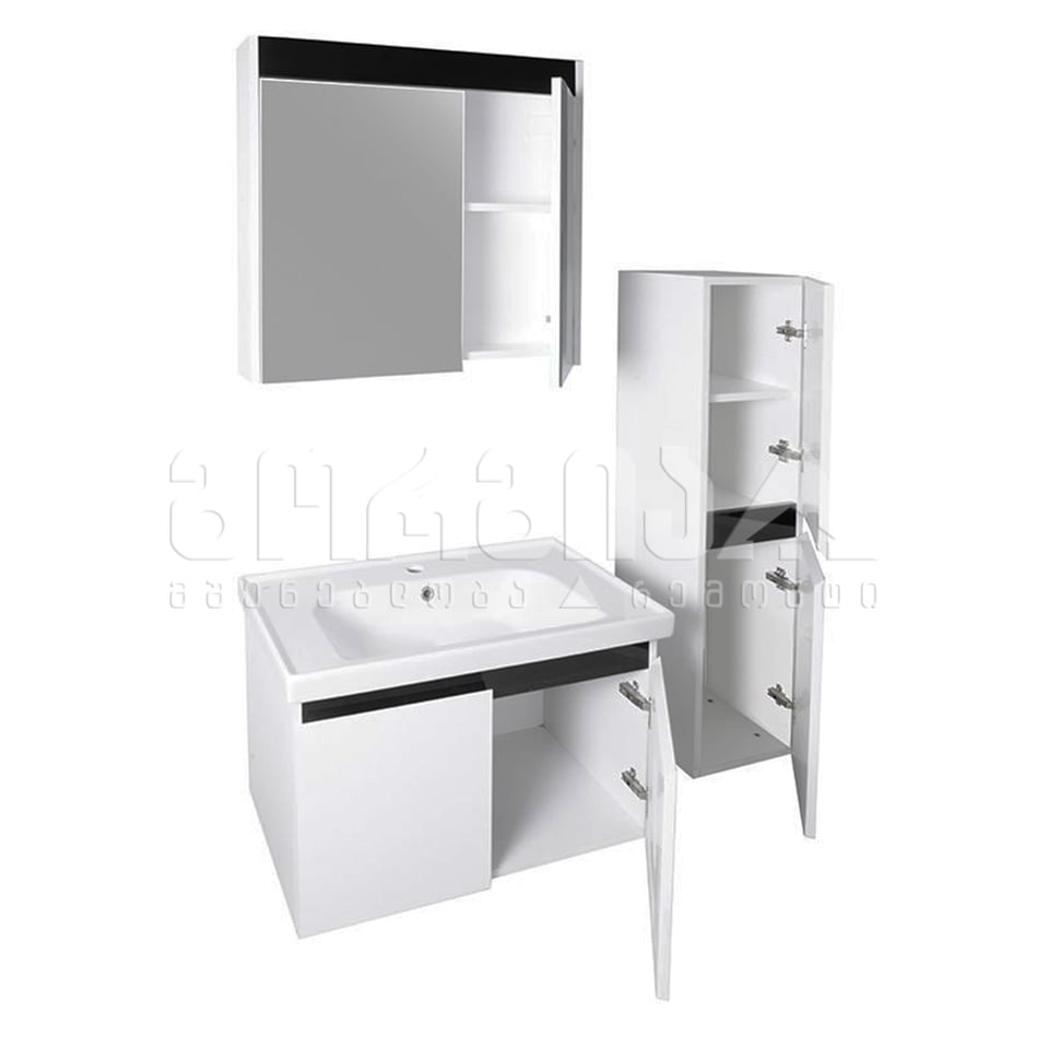 აბაზანის ავეჯი + გვერდითი კარადა თეთრი VENUS 80სმ.