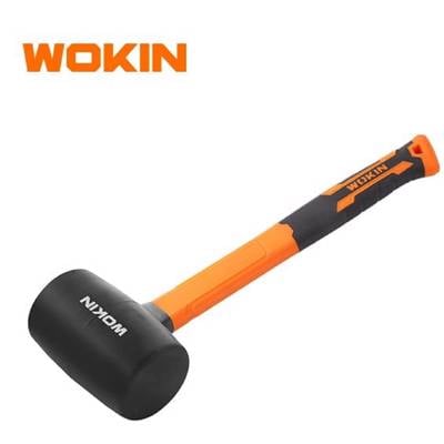 რეზინის ჩაქუჩი რეზინის სახელურით Wokin 251616, 16OZ(450g), Rubber Mallet, Black/Orange
