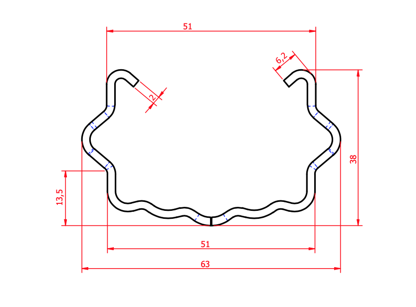 ვენახის შუა ბოძი 38X62X38 (1.50X2400მმ ) Z275 ევრო სტანდარტი  NOVA