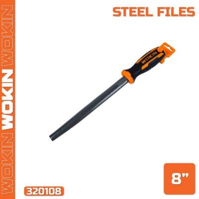 ქლიბი ნახევრად მრგვალი ზედაპირით Wokin 320108, 8\", Steel Files, Black/Orange
