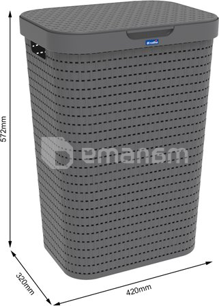 კალათი თეთრეულისთვის Rotho 55 ლ COUNTRY ანტრაციტი