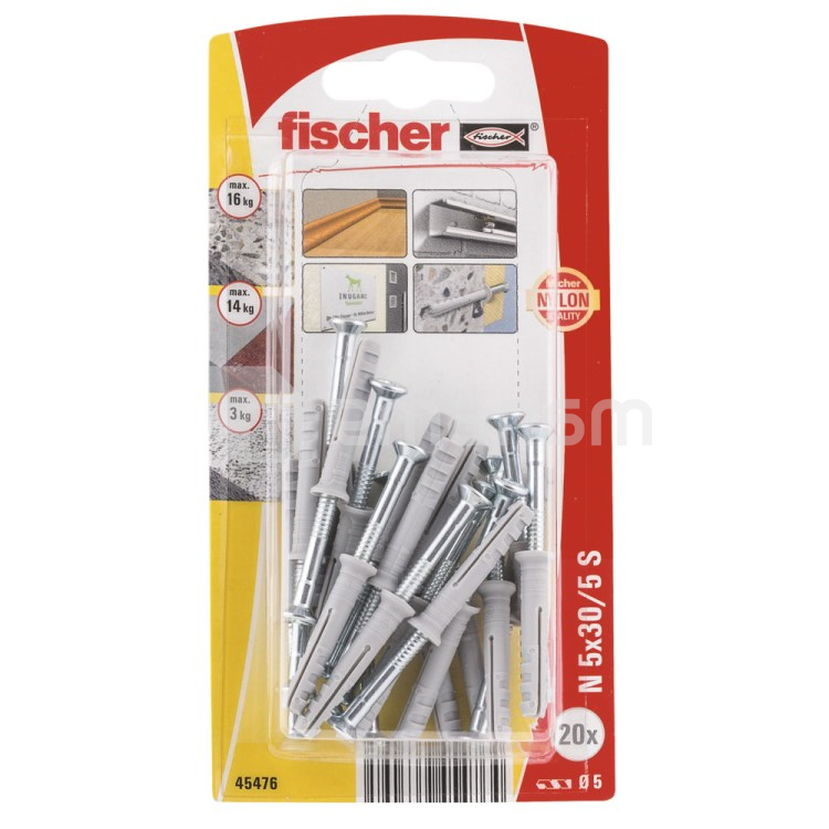 დიუბელი სჭვალით გაყოფილი თავით Fischer N5x30/5 S 20 ც 45476