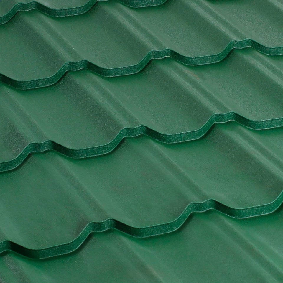 მეტალოკრამიტი ფერადი თუნუქის სახურავი 0.5X1200 ხაოიანი RAL6005 NOVA