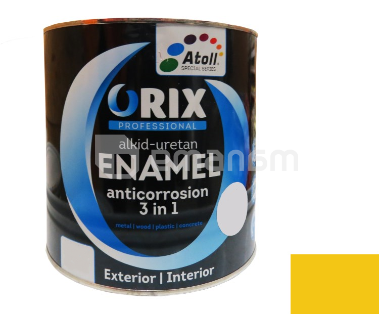 ემალი ანტიკოროზიული Atoll Orix Color 3 in 1, 2 ლ ყვითელი RAL 1003