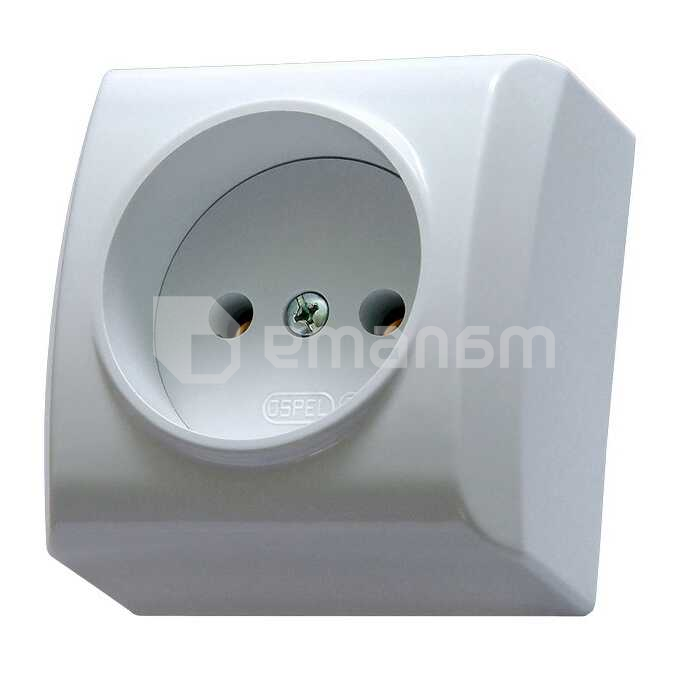 როზეტი OSPEL 1 60x60x41 დამიწებით თეთრი