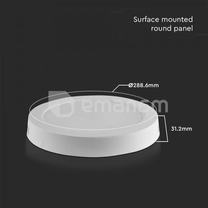 ლედ პანელი V-TAC 24W 3000K ზედაპირზე სამონტაჟო მრგვალი 7879