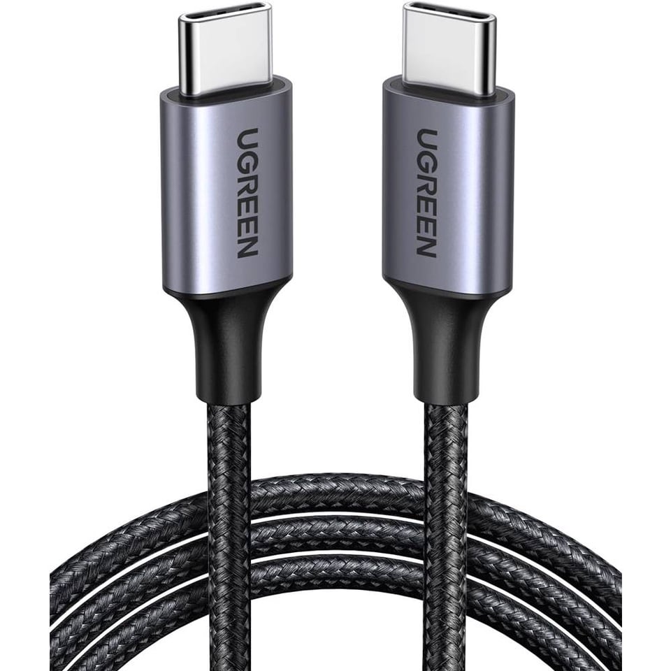 USB კაბელი UGREEN US261 (50150), 60W, Type-C To Type-C PD Fast Charging Cable 3A Max, 1M, Grey