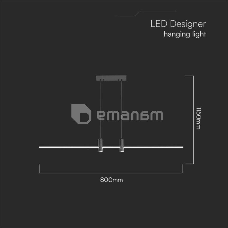 განათება LED V-TAC 19W 3000K 2160Lm შავი ფერი 10060