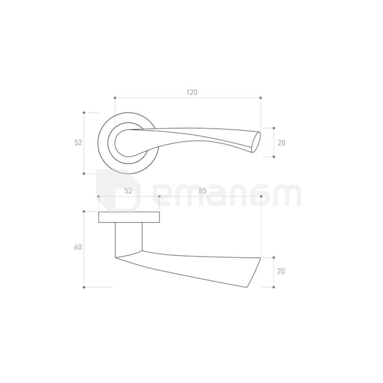 სახელური როზეტზე Metal-Bud DIANA ZDOP ზესადებით ცილინდრის SNOPY