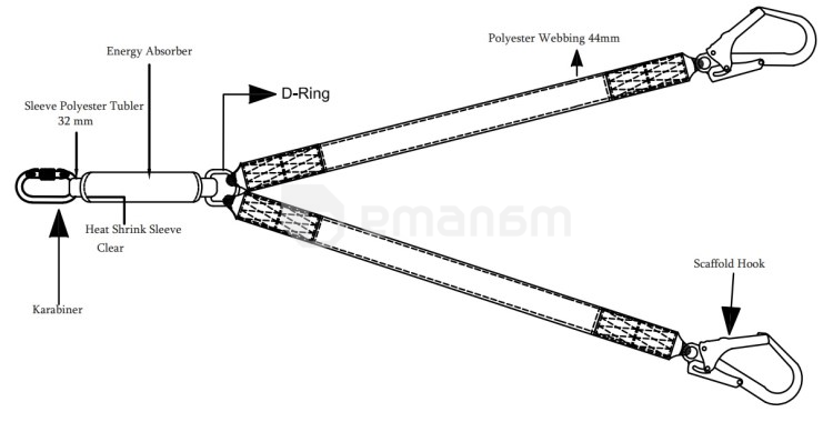 უსაფრთხოების ღვედი ენერგიის შთანთქმით Viraj SF-FWL-3601(D) 2 მ