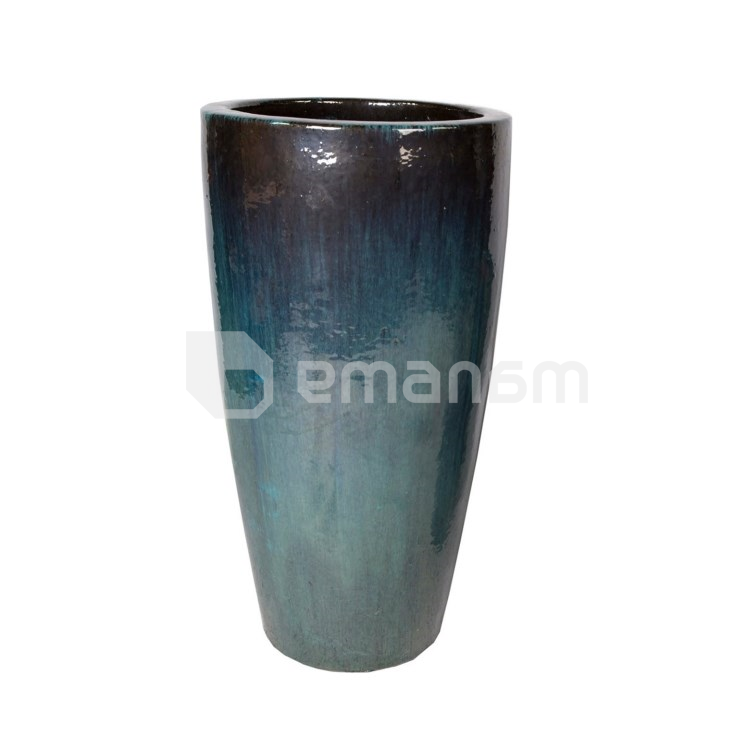 ქოთანი კერამიკული Mega Collections Glazed Conical Round High Moss Green 46x90სმ