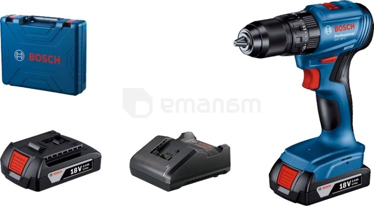 აკუმულატორის დარტყმითი დრელი-სახრახნისი Bosch GSB 185-LI 18V 2 აკუმულატორი