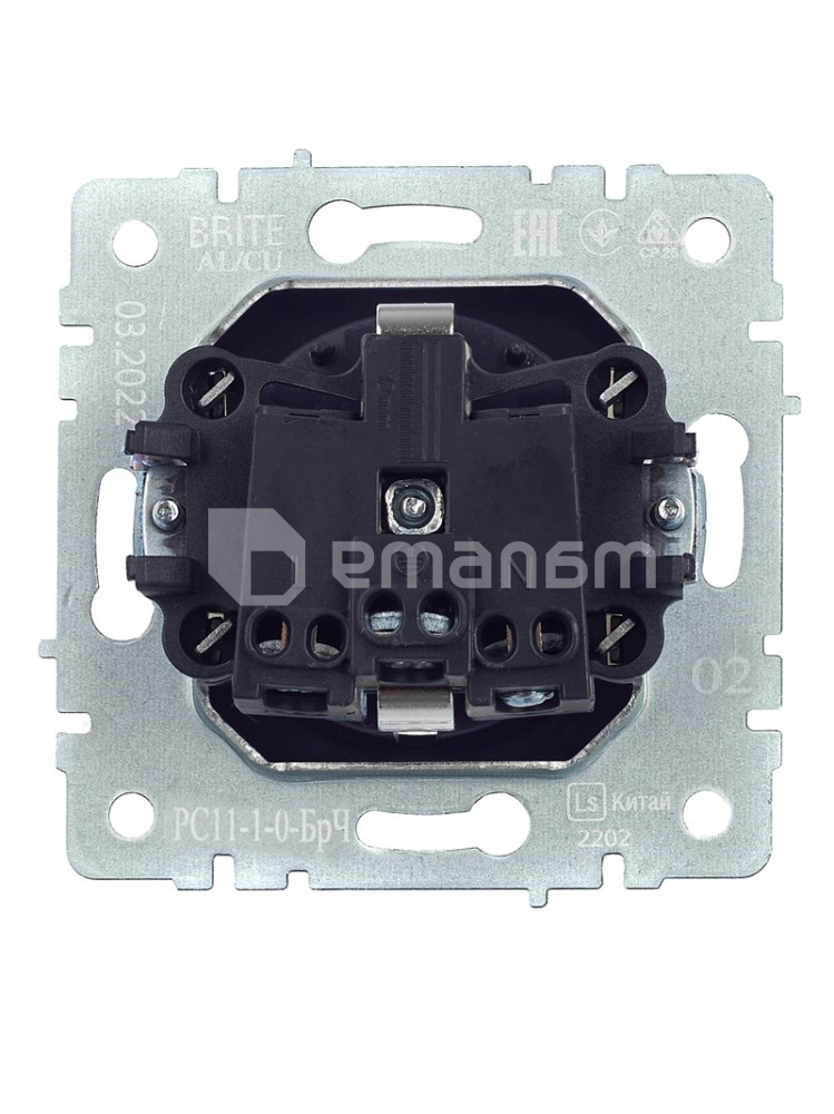 როზეტი IEK BRITE 1 დამიწებით 16A PC11-1-0-BrB შავი