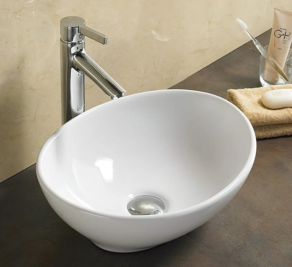 ხელსაბანი დასადგამი Pate Oval 7138 Glossy თეთრი