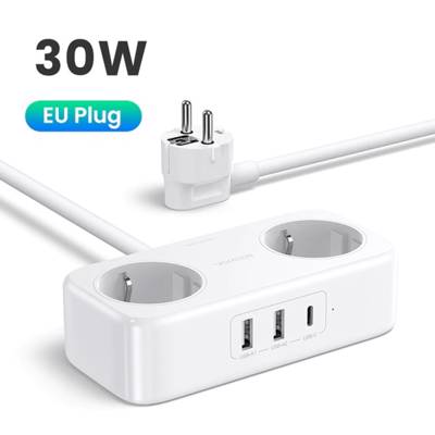 დენის გამანაწილებელი UGREEN CD280 (50683), 30W, 2 Socket, USB-A, Type-c, 1.8m, White