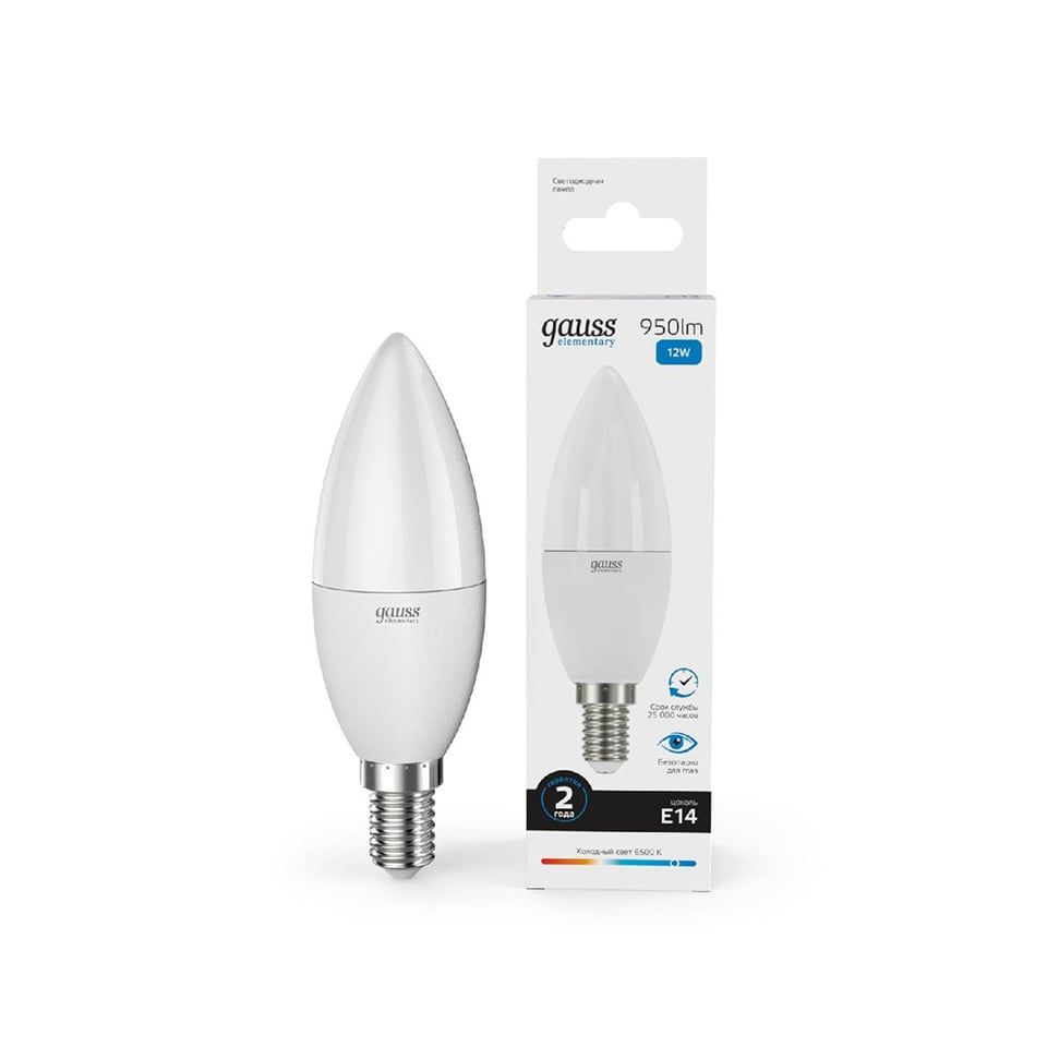 LED ნათურა Elementary Candle 12W 950lm 6500K Е14 Gauss