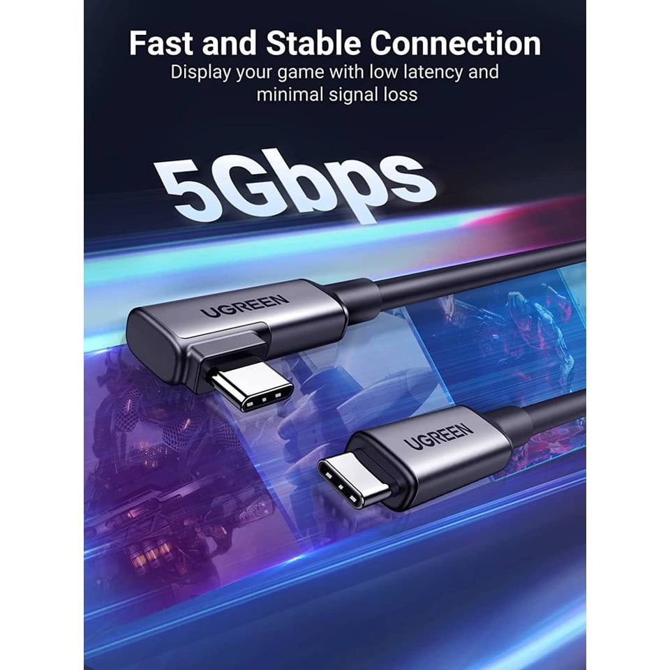 USB კაბელი UGREEN US551 (90629), 60W, Type-c to Type-c , 5m, Black
