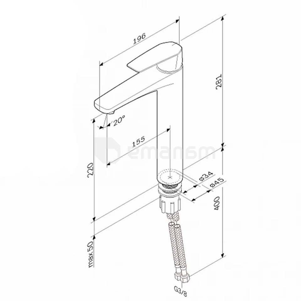 ხელსაბანის შემრევი მაღალი AM.PM F90A92000 Chrome