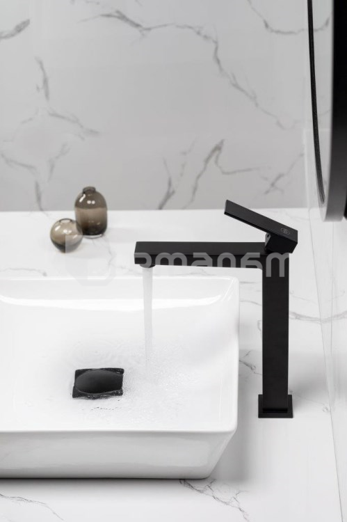 ხელსაბნის შემრევი KFA Logon შავი,Click-Clack სიფონით