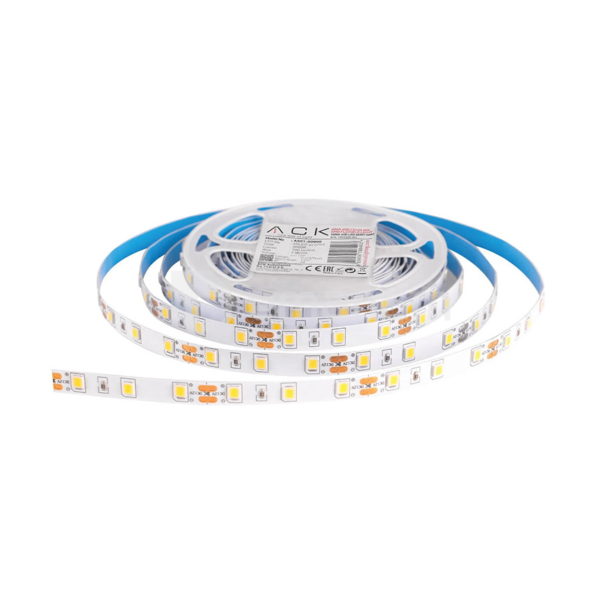 ლენტი LED ACK 7W 1მ IP20 12V 6500K 5მ ორმაგი ლედ ზოლი ყვითელი 4040 Double