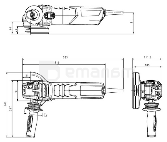 კუთხის სახეხი მანქანა Metabo WEV 17-125 QUICK 1700W (600516000)