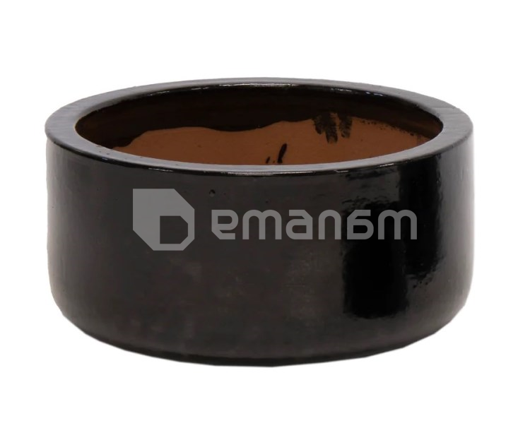 ქოთანი კერამიკული Mega Collections Glazed Bowl Shiny 38x20სმ 20ლ შავი