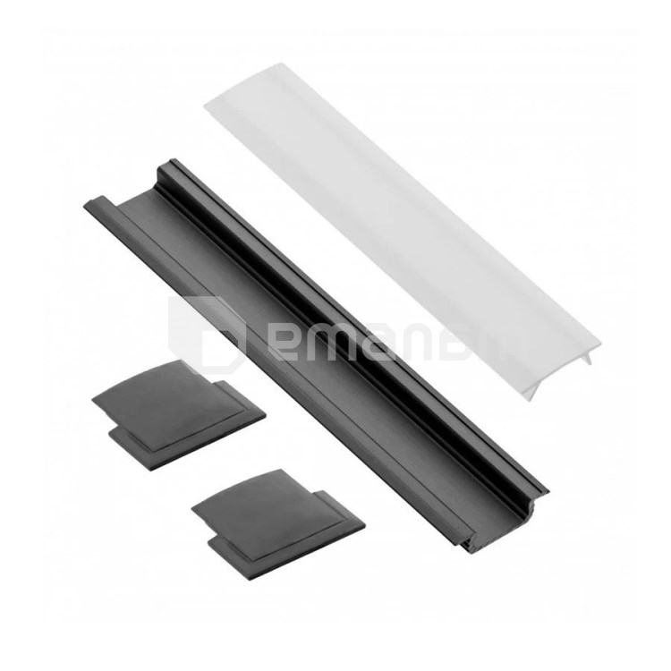 ალუმინის პროფილის ნაკრები GLAX GTV 2მ ჩაფლული შავი