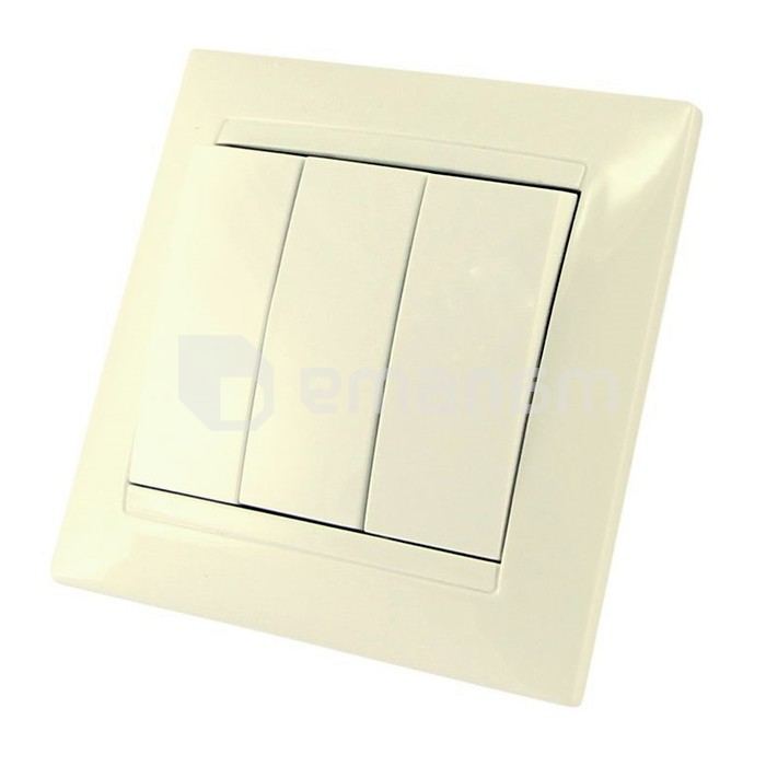 ჩამრთველი TDM Lama SQ1815-0103 3 კლავიშიანი კრემისფერი