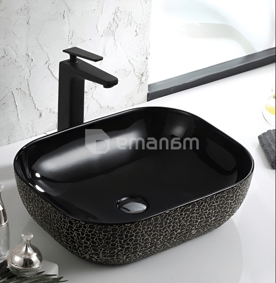 ხელსაბანი დასადგამი Osis Art basin 8432WSW black 50x39,5x14,5 სმ