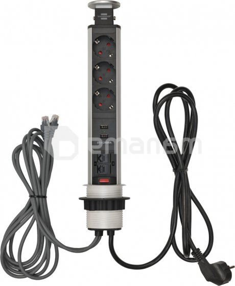 დამაგრძელებელი 3 Brennenstuhl 2მ 2 USB 2 RJ45