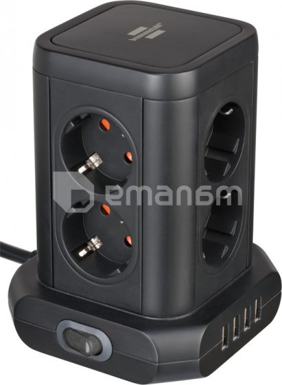 დამაგრძელებელი 8 Brennenstuhl 2მ 4 USB შავი