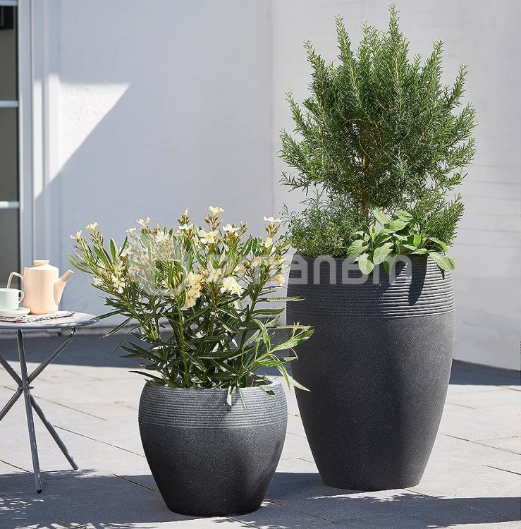ეზოს პლასტმასის ქოთანი Scheurich 282/48 PLANTER LINEO SCHWARZ GRANIT