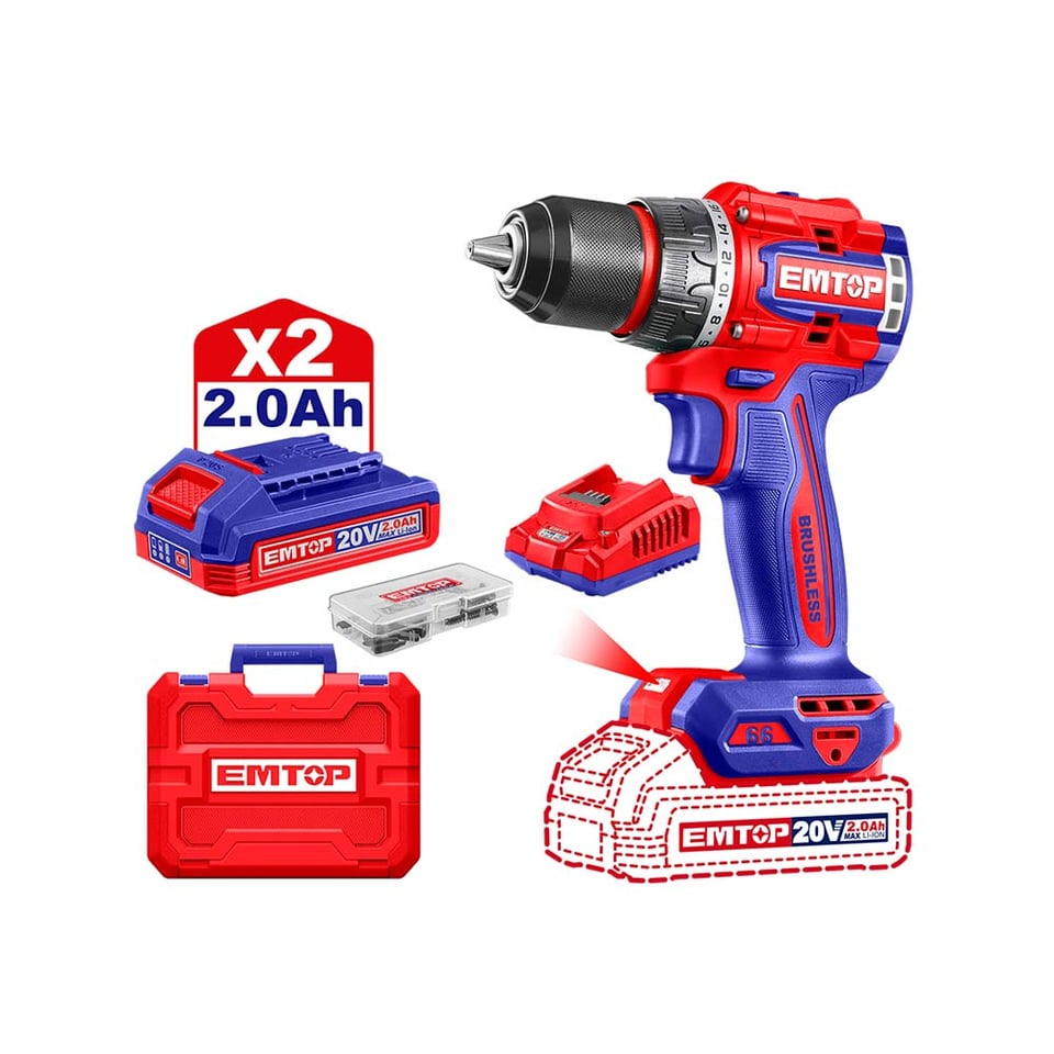 ხრახნდამჭერი  emtop დარტყმითი 20ვ, 66N-m ECDL20668