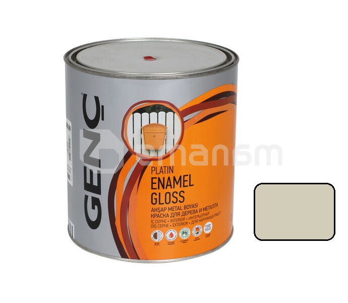 საღებავი ხის და ლითონის Genc Synthetic glossy paint Silver 1515 ჭუჭყიანი თეთრი 2,5 ლ