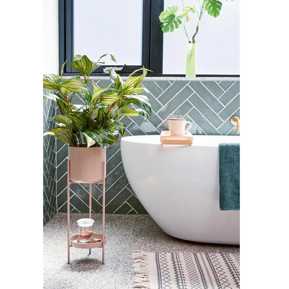 ქოთანი რკინის Colyn pot on stand light pink - h60xd19cm