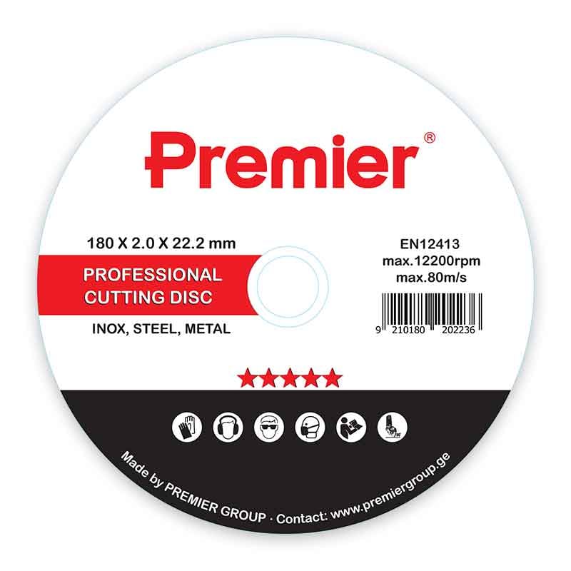 Premier ლითონის საჭრელი დისკი 180 x 2.0 x 22 მმ 