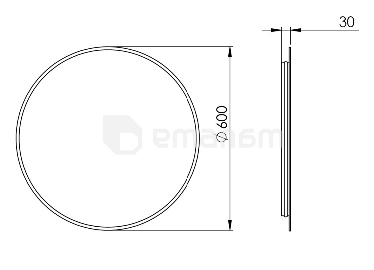 სარკე LED განათებით Elita 60 შავი