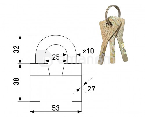 ბოქლომი Soller 113-008 მოკლე ჩამკეტით