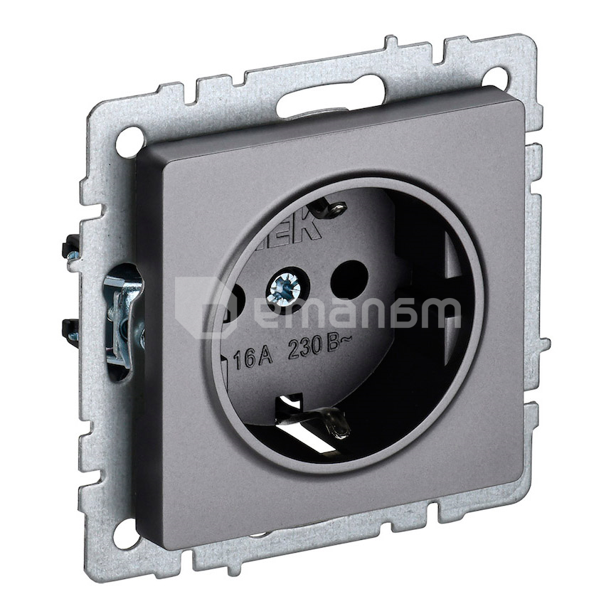 როზეტი IEK BRITE 16A RS11-1-0-BrS დამიწებით ჩარჩოს გარეშე
