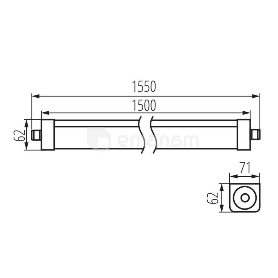 სანათი LED Kanlux 90W 4000K 12000Lm 1500мм IP65