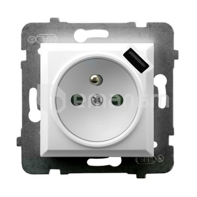 როზეტი OSPEL 1 16A USB დამიწებით