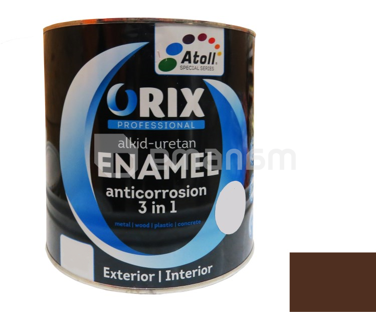 ემალი ანტიკოროზიული Atoll Orix Color 3 in 1, 0.7 ლ ყავისფერი RAL 8017